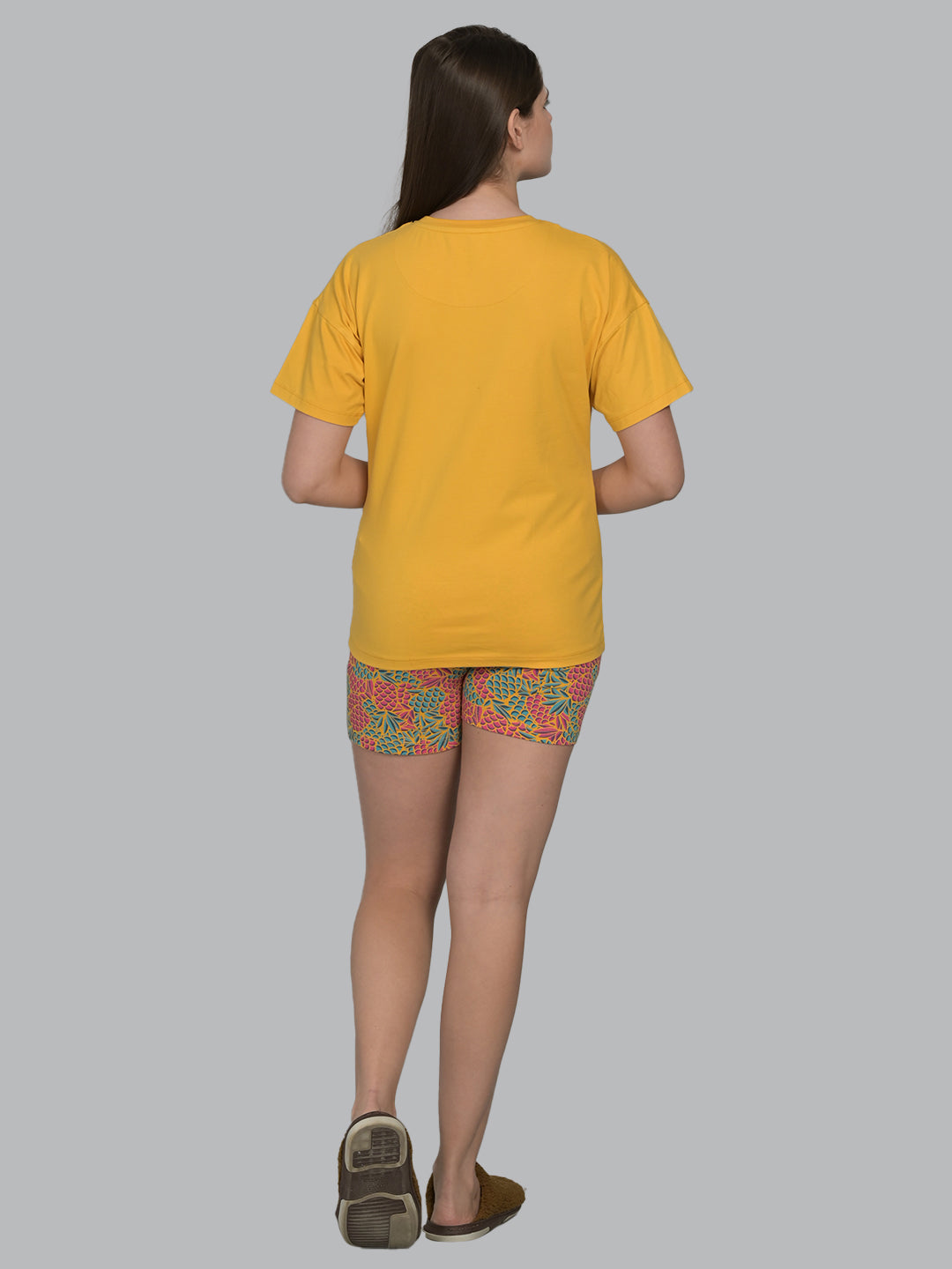 Round Neck Yellow Half Sleeve Tshirt & Shorts Set