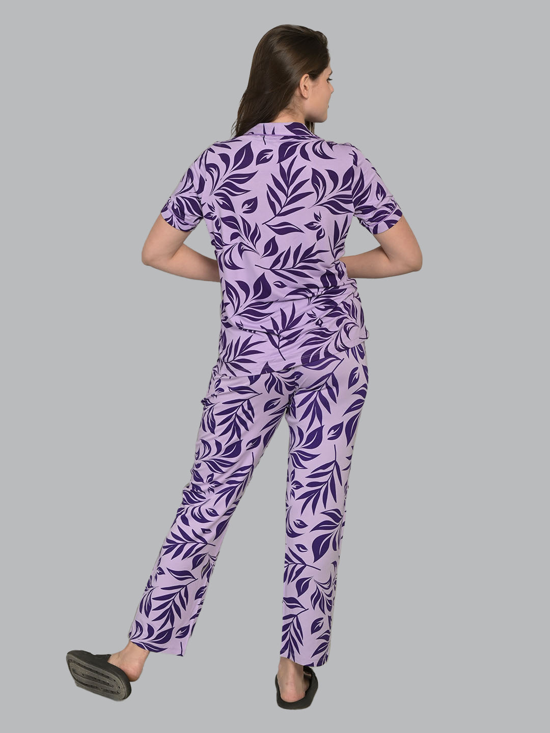 Purple Half Sleeve Top & Pyjama Set