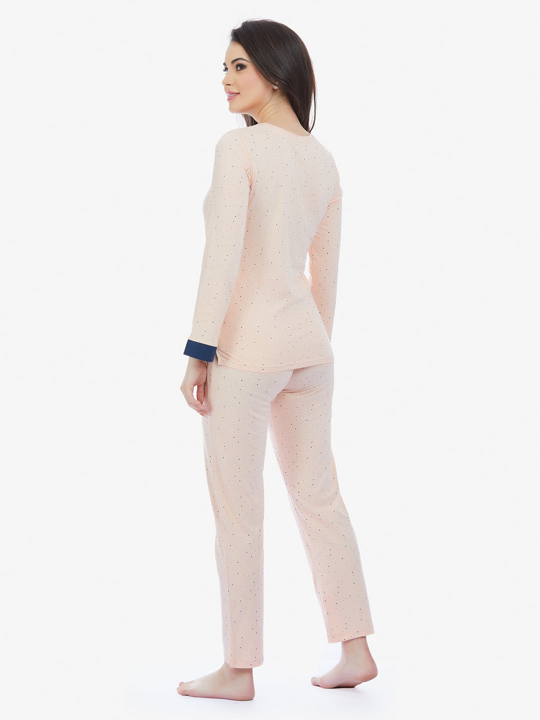 Maysixty Women Pale Blush Full Sleeve T-Shirt & Pyjama