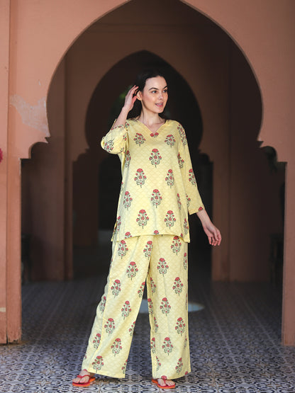 Yellow Floral Printed Co-Ord Set