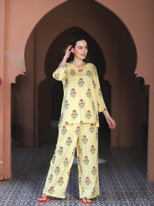 Yellow Floral Printed Co-Ord Set