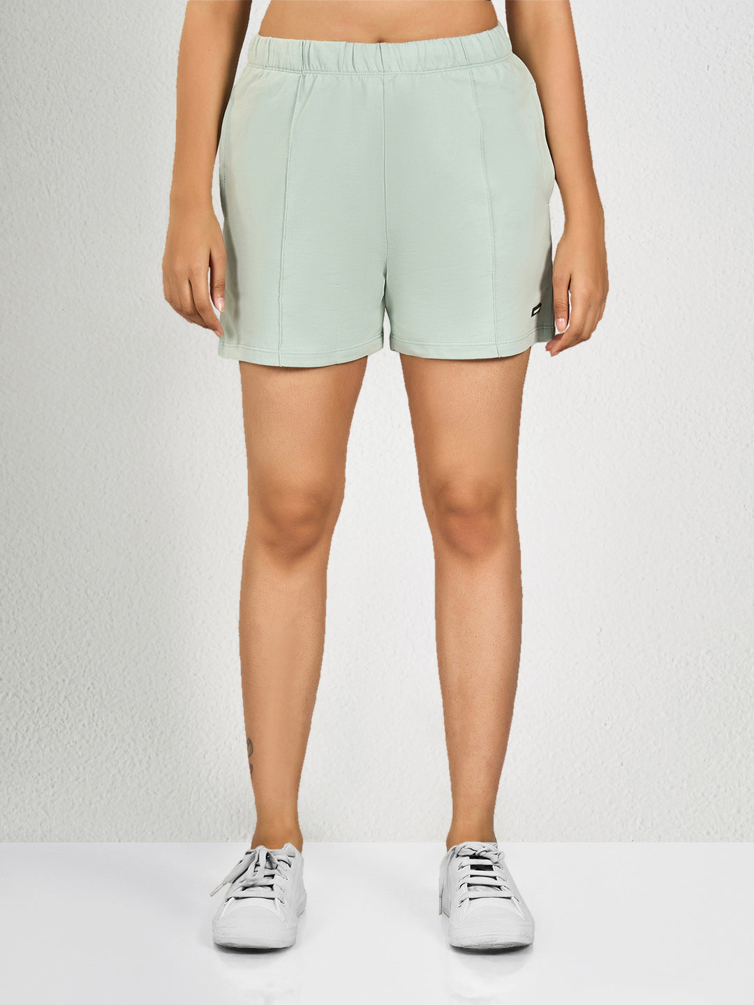 Women’s Solid Athleisure Activewear Shorts – Sage Green