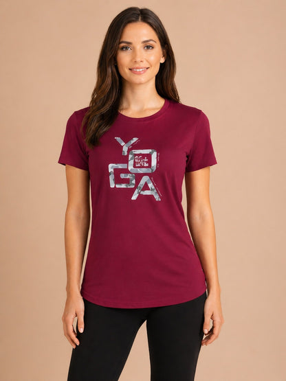 Women’s Solid Full Sleeve Polyester Active T-Shirt – Wine