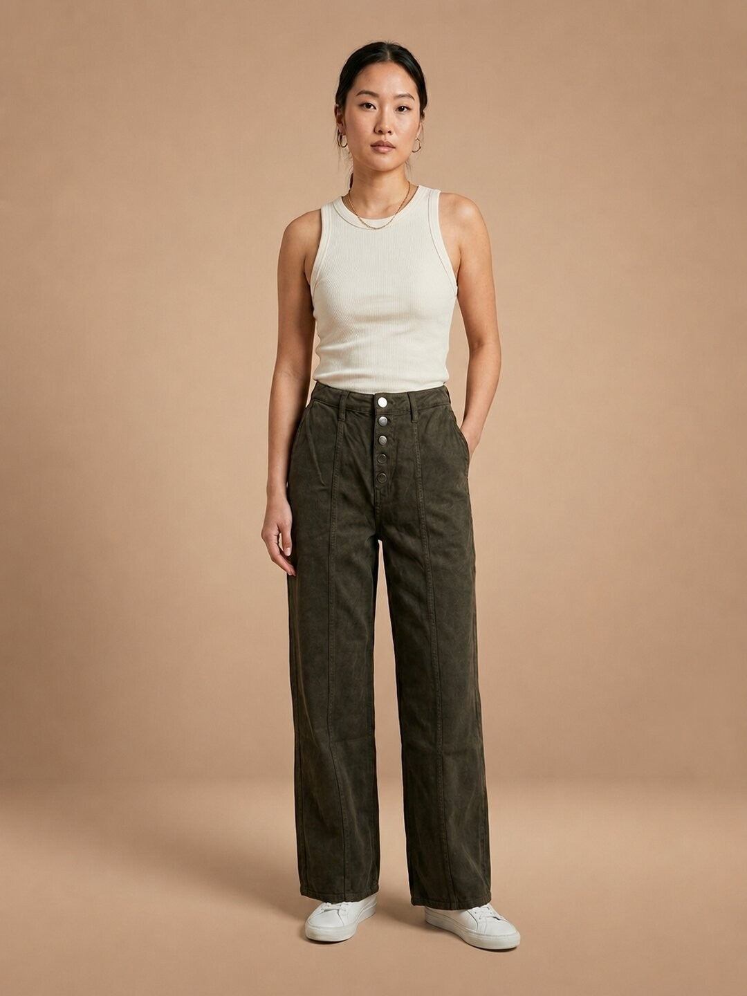 Women’s Straight Fit Pants - Dark Olive