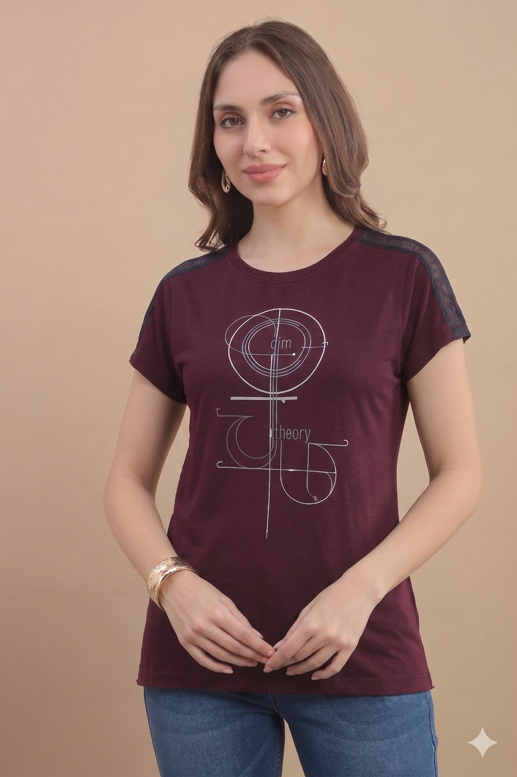 Women’s Half Sleeve Polyester Active T-Shirt – Wine