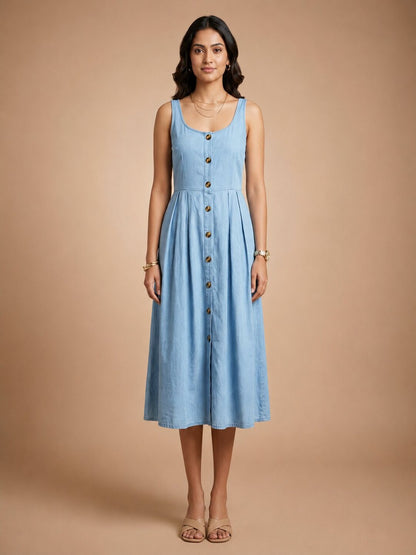 Women’s Light Blue Viscose Blend Dress - Light Blue