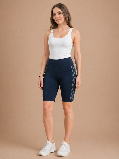 Women’s Solid Athleisure Cycling Shorts – French Blue