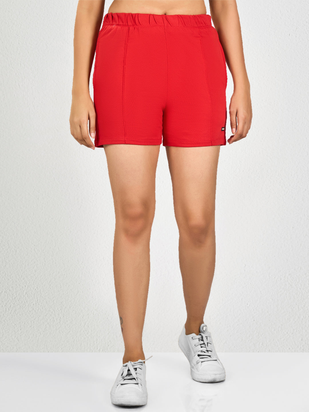 Women’s Solid Athleisure Activewear Shorts – Red