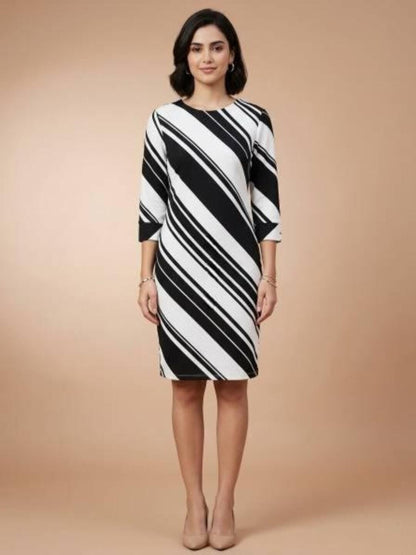 Women’s Colorblock Bodycon Dress - White Black