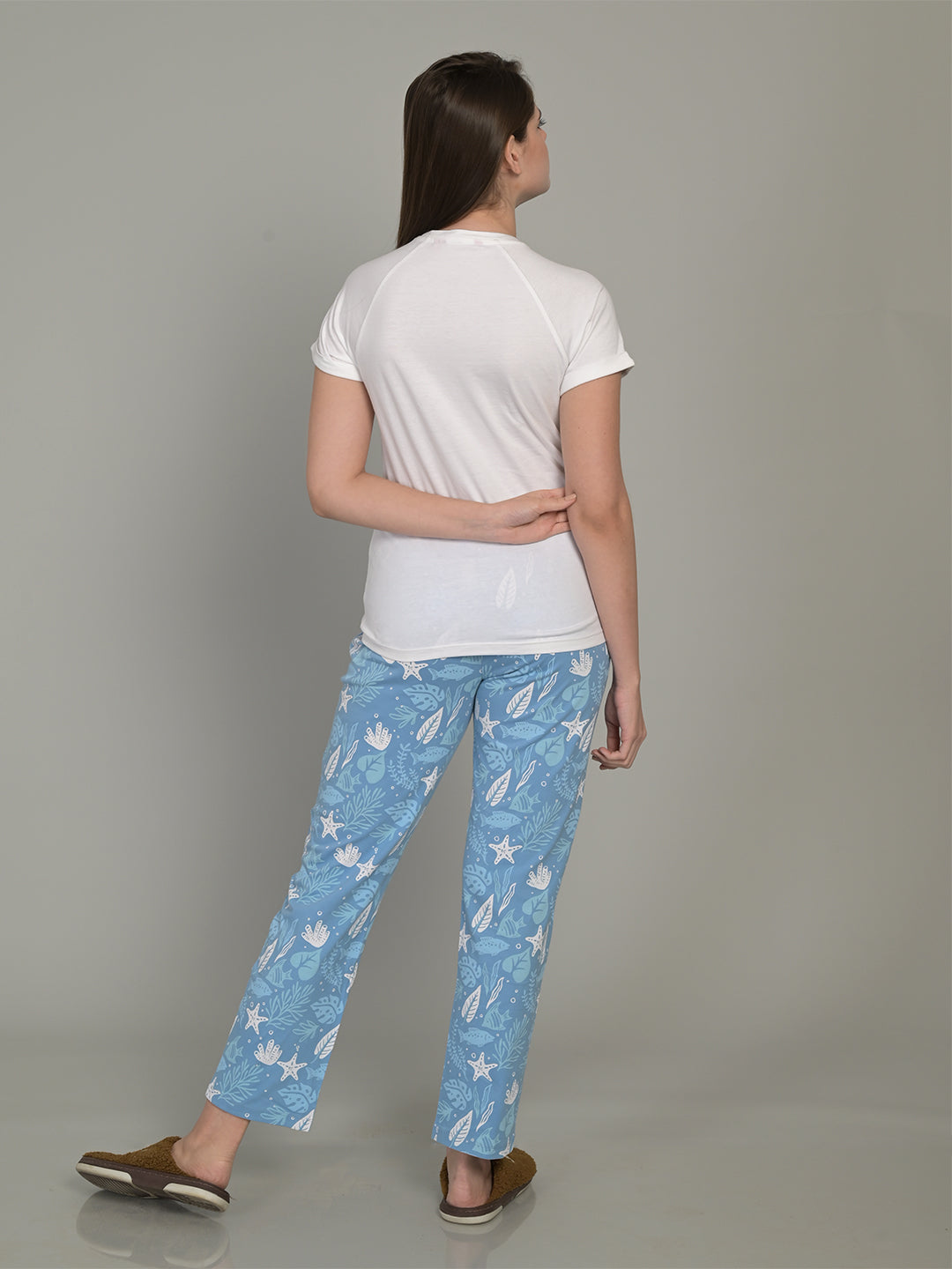 Printed Short Sleeve T-Shirt & Pyjama Set – White