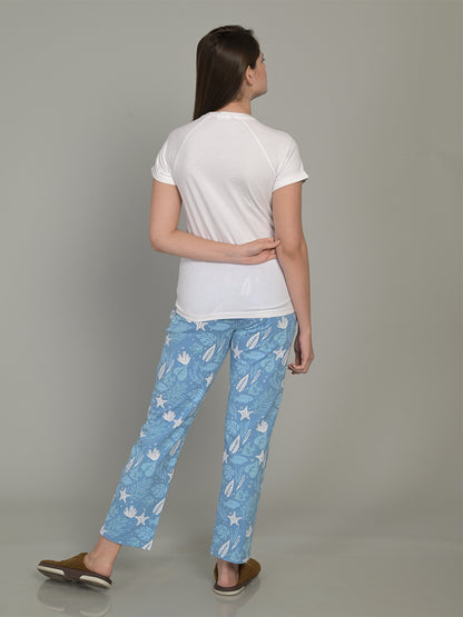 Printed Short Sleeve T-Shirt & Pyjama Set – White
