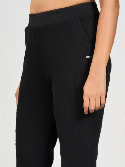 Black Solid Track Pant