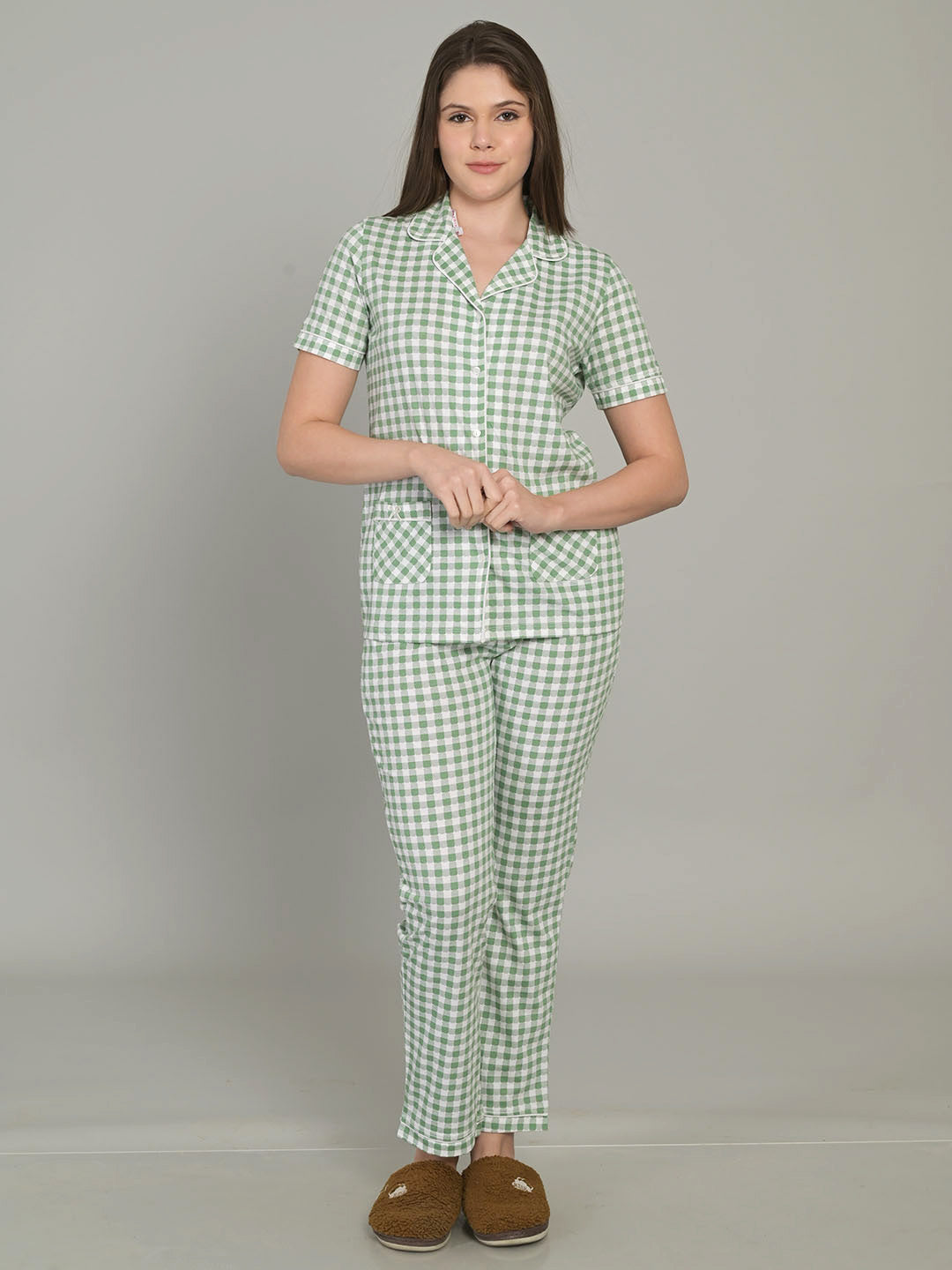 Green Half Sleeve Top & Pyjama Set