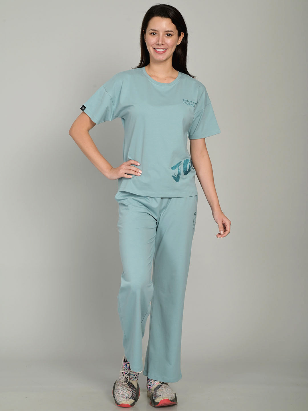 Round Neck Blue Half Sleeve Co-Ord Set