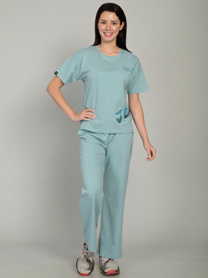 Round Neck Blue Half Sleeve Co-Ord Set