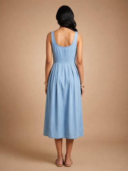 Women’s Light Blue Viscose Blend Dress - Light Blue