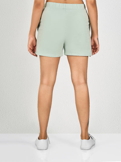 Women’s Solid Athleisure Activewear Shorts – Sage Green