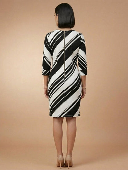 Women’s Colorblock Bodycon Dress - White Black