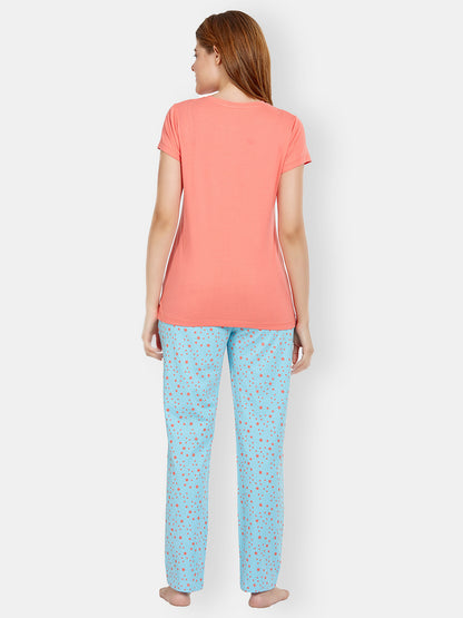 Coral Half Sleeve T-Shirt & Pyjama