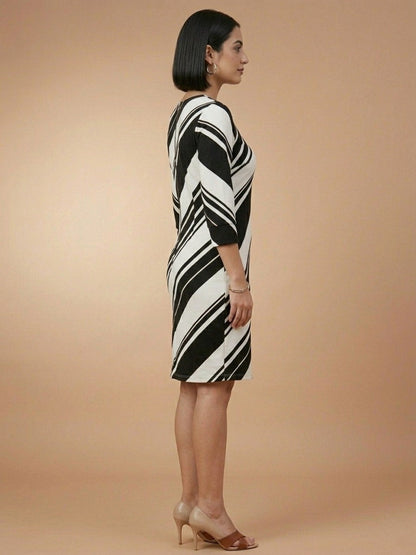 Women’s Colorblock Bodycon Dress - White Black
