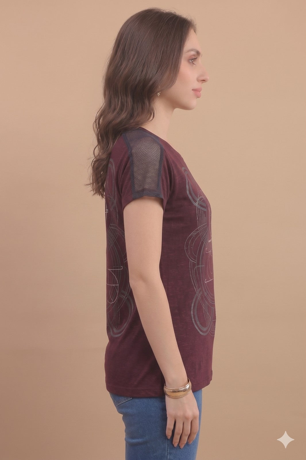 Women’s Half Sleeve Polyester Active T-Shirt – Wine