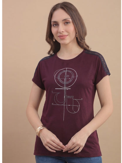 Women’s Half Sleeve Polyester Active T-Shirt – Wine