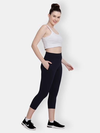 Active High Waist Capri Pants – Navy Blue
