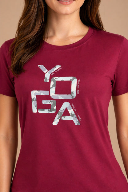 Women’s Solid Full Sleeve Polyester Active T-Shirt – Wine