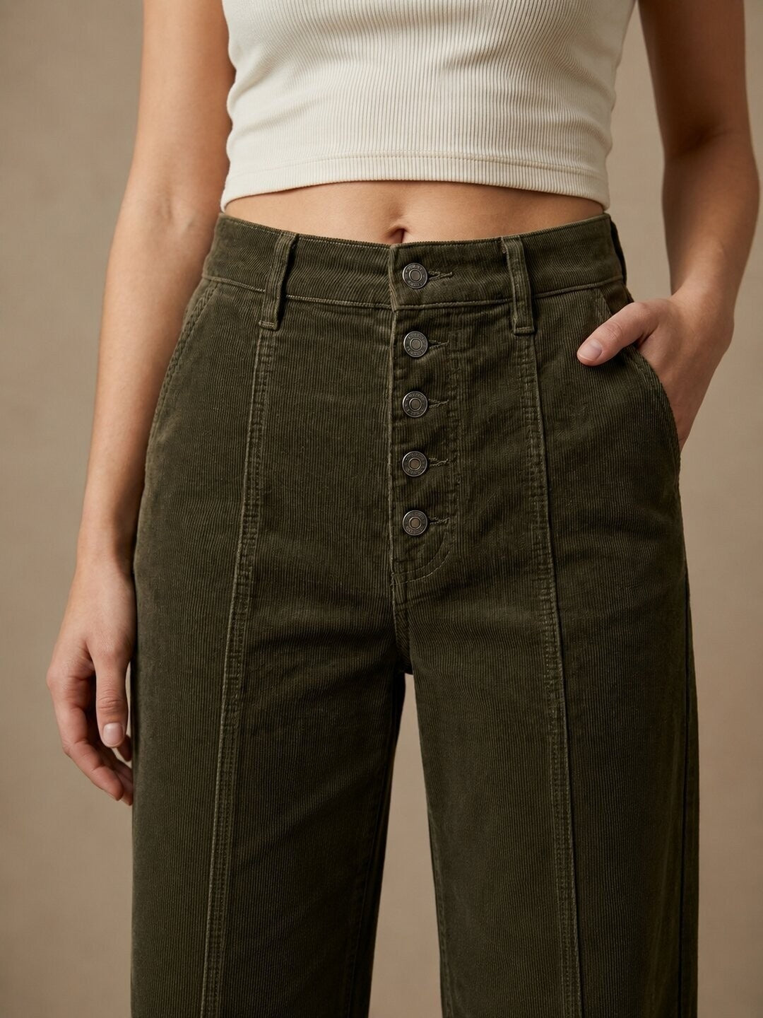 Women’s Straight Fit Pants - Dark Olive
