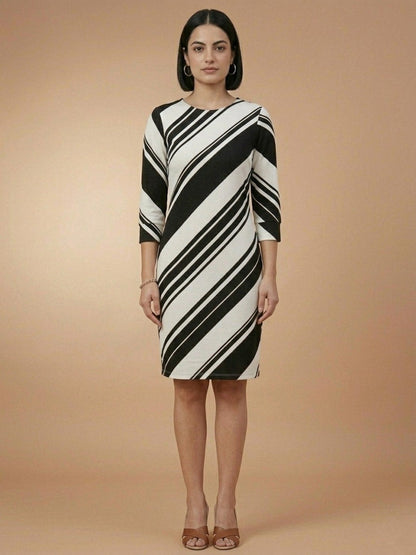 Women’s Colorblock Bodycon Dress - White Black