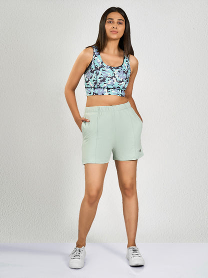 Women’s Solid Athleisure Activewear Shorts – Sage Green
