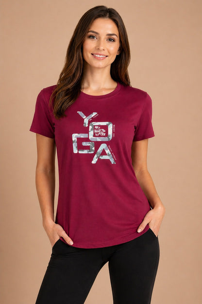 Women’s Solid Full Sleeve Polyester Active T-Shirt – Wine