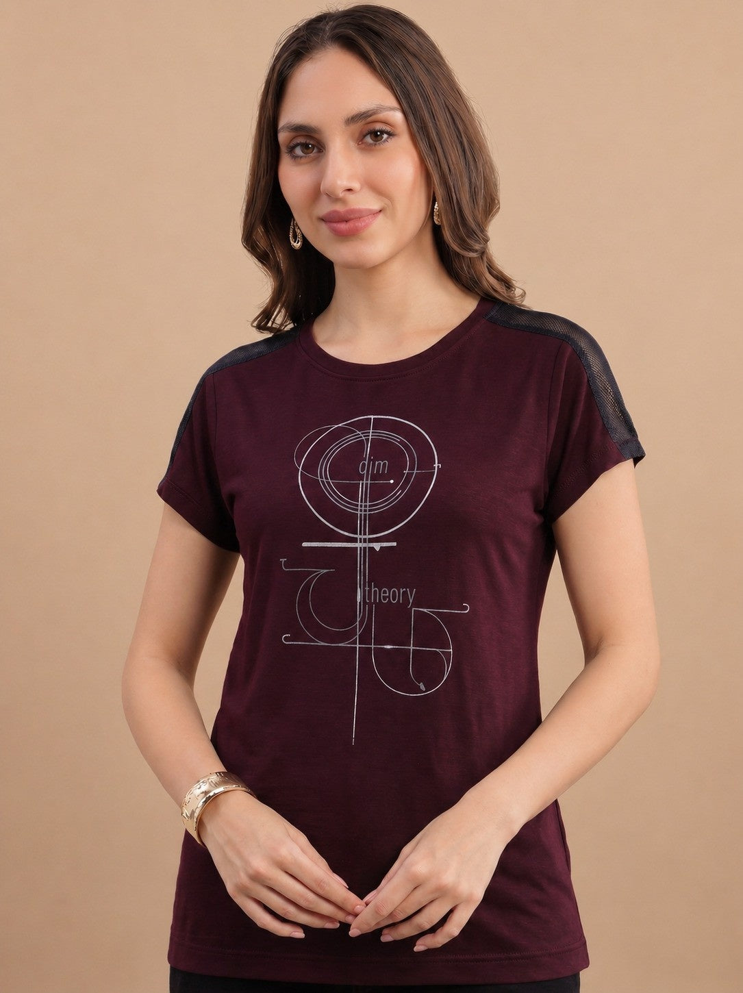 Women’s Half Sleeve Polyester Active T-Shirt – Wine