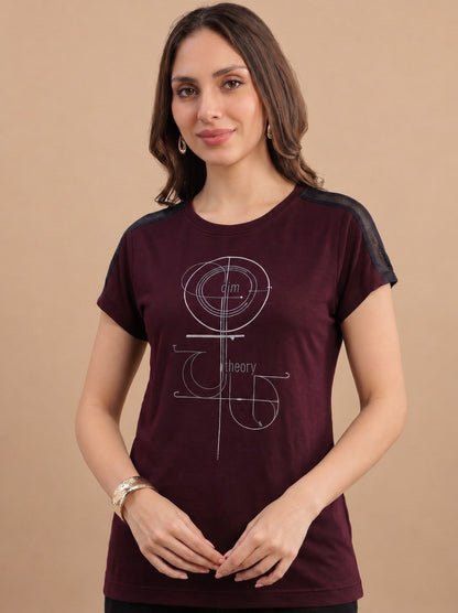 Women’s Half Sleeve Polyester Active T-Shirt – Wine