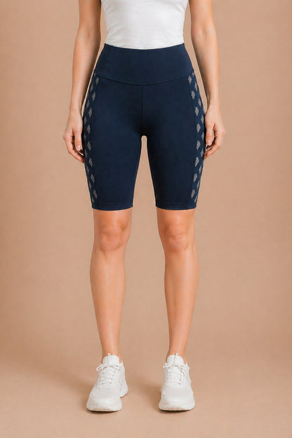 Women’s Solid Athleisure Cycling Shorts – French Blue
