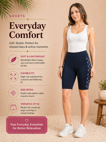 Women’s Solid Athleisure Cycling Shorts – French Blue