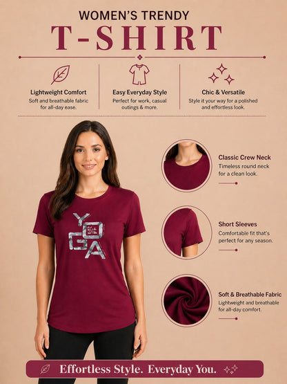 Women’s Solid Full Sleeve Polyester Active T-Shirt – Wine