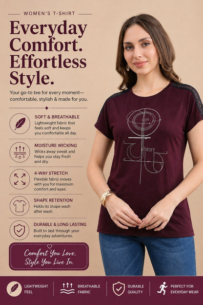 Women’s Half Sleeve Polyester Active T-Shirt – Wine