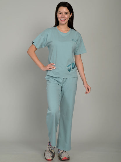 Round Neck Blue Half Sleeve Co-Ord Set