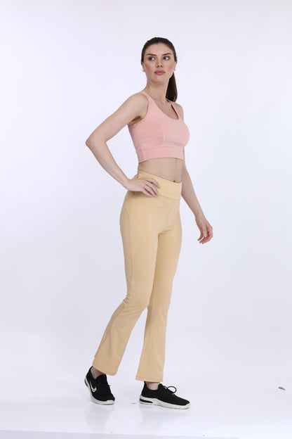 Maysixty® Women Poly Spandex Beige Solid Flair Bottom