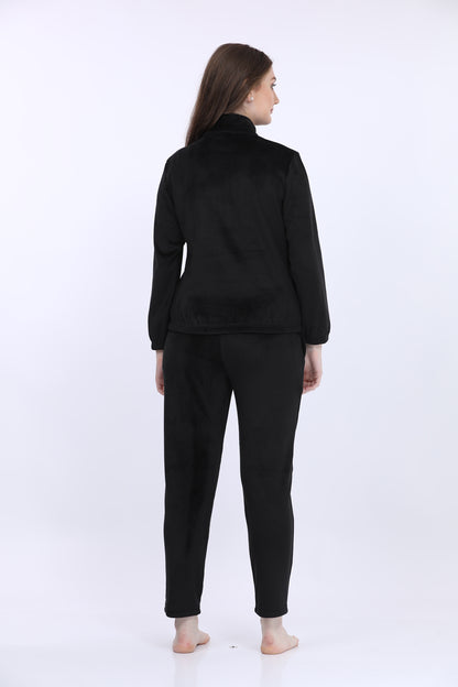 Bonded Corduroy Black Track Suit