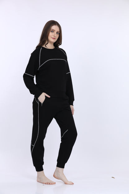 Maysixty® Women Fleece Black Fashion Jogger