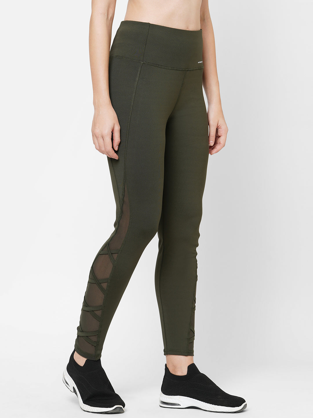 Olive Green Solid Dry Fit Yoga Pants