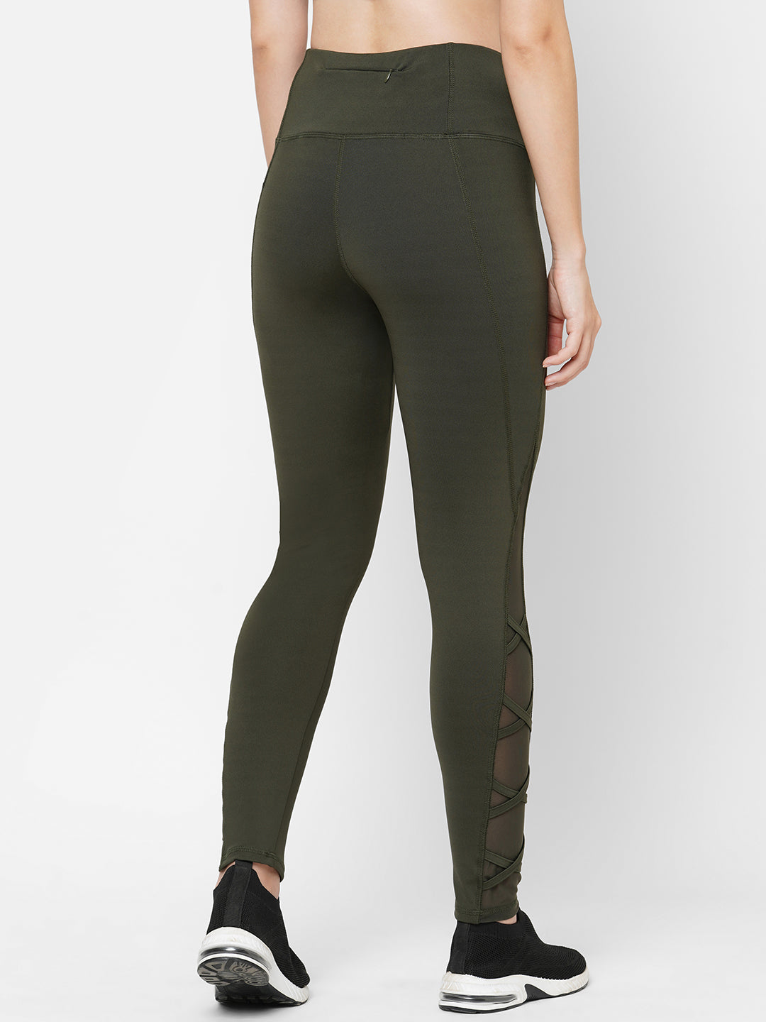 Olive Green Solid Dry Fit Yoga Pants