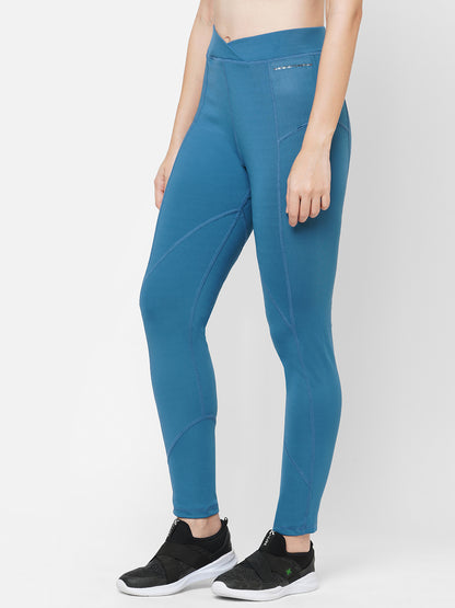 Blue Solid Dry Fit Yoga Pants