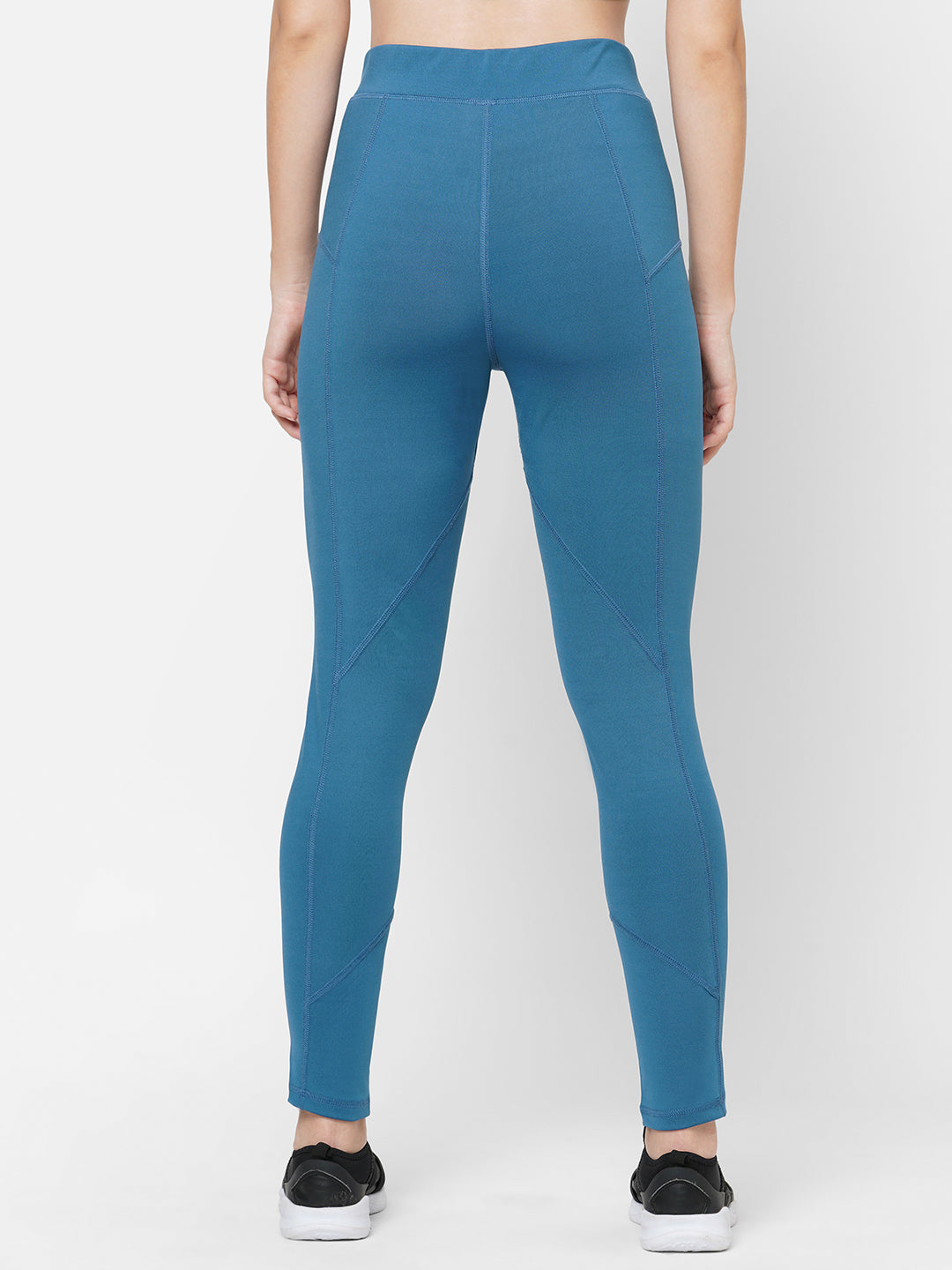 Blue Solid Dry Fit Yoga Pants