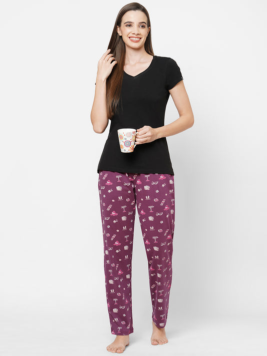 Wine Knit Pyjama Set