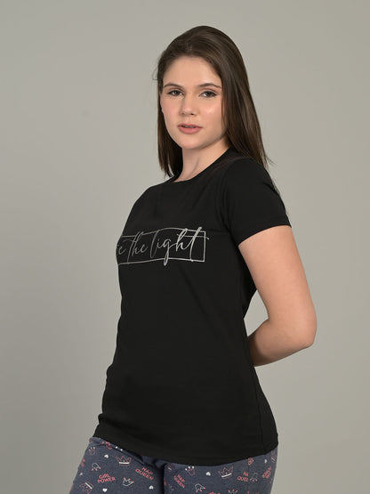 Round Neck Black Half Sleeve T-Shirt