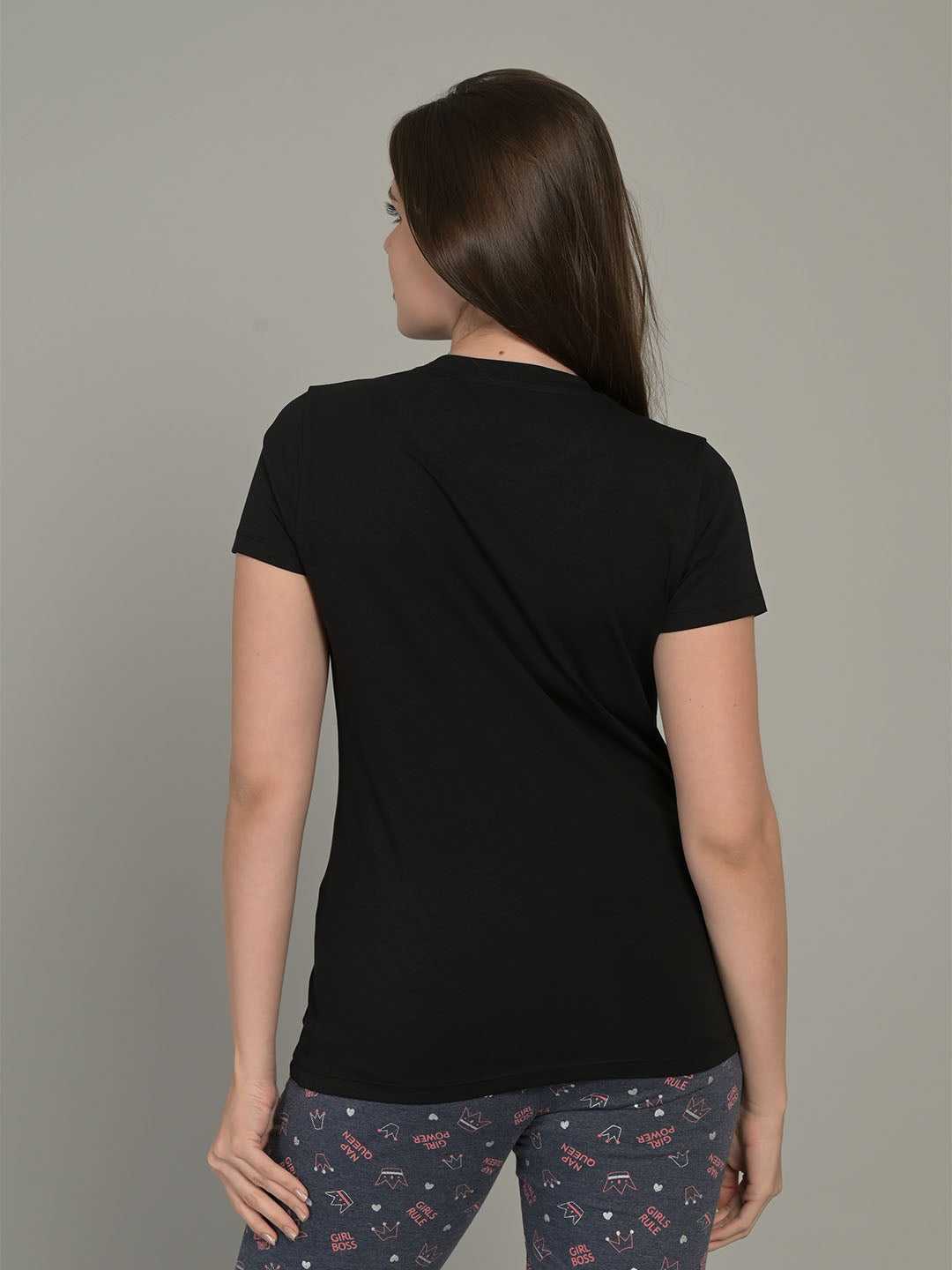 Round Neck Black Half Sleeve T-Shirt