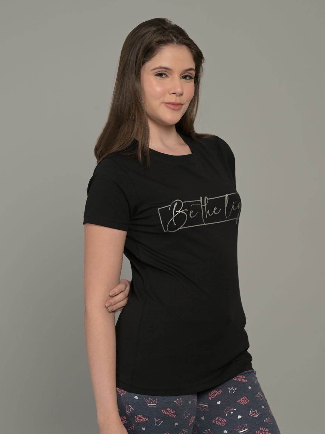 Round Neck Black Half Sleeve T-Shirt